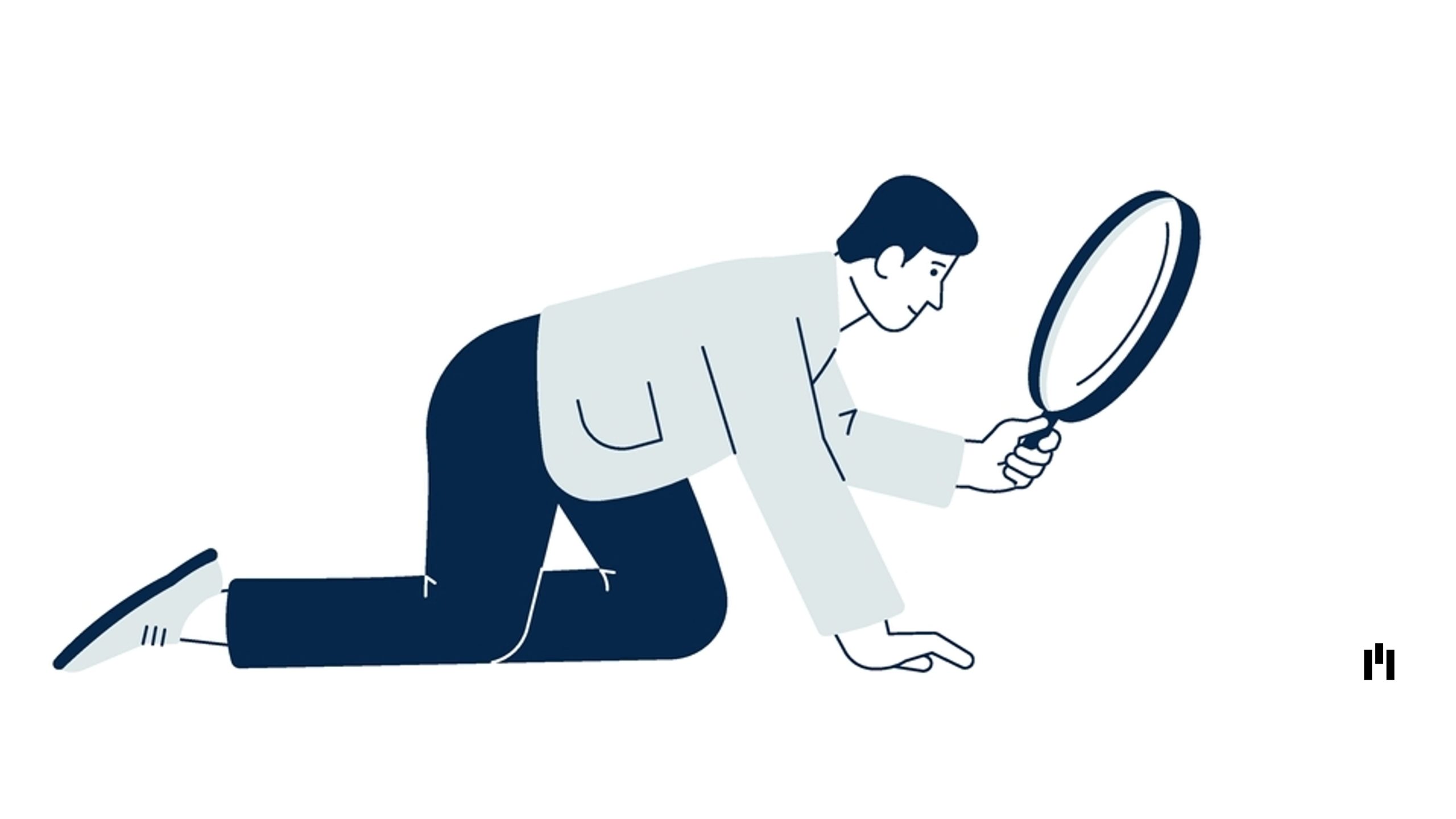 ロゴを観察する人